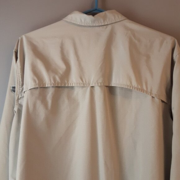 Eddie Bauer UPF Guide Tan/Cream Long-Sleeved Button Up Tech Shirt,  Large Tall - Picture 7 of 14